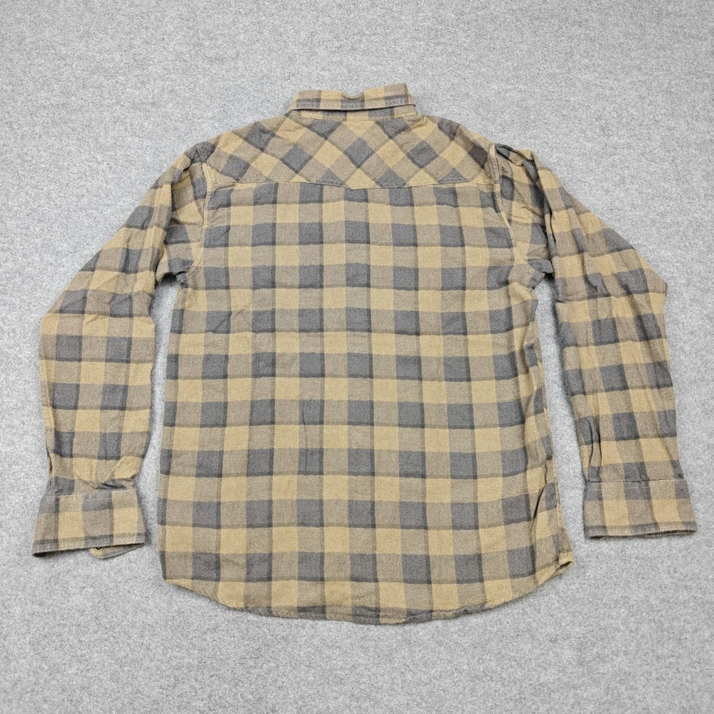 Ariat Flannel Shirt Mens Large Beige Plaid Cotton Long Sleeve Snap Western - Picture 7 of 10